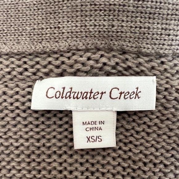 Coldwater Creek Greige Merino Wool Knit Wrap with Faux Fur Trim Size XS/SM - Picture 7 of 9